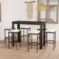 Preview: ARDEBO.de - 7-tlg. Gartenbar-Set mit Kissen Poly Rattan Braun