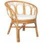 Preview: ARDEBO.de - Esszimmerstuhl mit Kissen Hellbraun Rattan Leinen