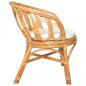 Preview: Esszimmerstuhl mit Kissen Hellbraun Rattan Leinen