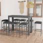 Preview: ARDEBO.de - 9-tlg. Gartenbar-Set mit Kissen Poly Rattan Grau