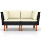 Preview: Ecksofas 2 Stk. Poly Rattan und Eukalyptus Massivholz