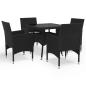 Preview: 5-tlg. Garten-Essgruppe Schwarz Poly Rattan und Glas