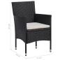 Preview: 5-tlg. Garten-Essgruppe Schwarz Poly Rattan und Glas