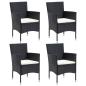 Preview: 5-tlg. Garten-Essgruppe Schwarz Poly Rattan und Glas