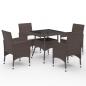 Preview: ARDEBO.de - 5-tlg. Garten-Essgruppe Braun Poly Rattan und Glas