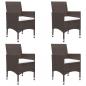 Preview: 5-tlg. Garten-Essgruppe Braun Poly Rattan und Glas