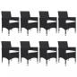 Preview: 9-tlg. Garten-Essgruppe Poly Rattan und Glas Schwarz
