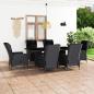 Preview: 7-tlg. Garten-Essgruppe mit Auflagen Poly Rattan Dunkelgrau