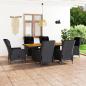 Preview: 7-tlg. Garten-Essgruppe mit Auflagen Poly Rattan Dunkelgrau