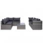 Preview: 10-tlg. Garten-Lounge-Set mit Kissen Poly Rattan Grau