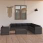 Preview: 9-tlg. Garten-Lounge-Set mit Kissen Poly Rattan Grau