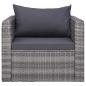 Preview: 9-tlg. Garten-Lounge-Set mit Kissen Poly Rattan Grau