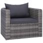 Preview: 9-tlg. Garten-Lounge-Set mit Kissen Poly Rattan Grau