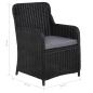 Preview: 9-tlg. Garten-Essgruppe Poly Rattan Schwarz