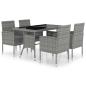 Preview: 5-tlg. Garten-Essgruppe Poly Rattan Anthrazit und Grau