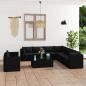 Preview: ARDEBO.de - 11-tlg. Garten-Lounge-Set mit Kissen Poly Rattan Schwarz