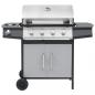 Preview: Gasgrill 4+1 Flammen Schwarz und Silbern Stahl & Edelstahl 