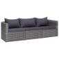 Preview: 9-tlg. Garten-Lounge-Set mit Kissen Poly Rattan Grau