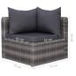 Preview: 9-tlg. Garten-Lounge-Set mit Kissen Poly Rattan Grau