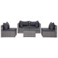 Preview: 8-tlg. Garten-Lounge-Set mit Kissen Poly Rattan Grau