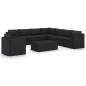 Preview: 10-tlg. Garten-Lounge-Set mit Kissen Poly Rattan Schwarz