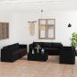 Preview: ARDEBO.de - 10-tlg. Garten-Lounge-Set mit Kissen Poly Rattan Schwarz