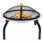 Preview: ARDEBO.de - 2in1 Feuerschale und Grill mit Schürhaken 56x56x49 cm Edelstahl