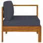 Preview: Mittelsofa mit 1 Armlehne Dunkelgrau Massivholz Akazie
