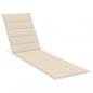 Preview: Sonnenliege mit Auflage Creme Massivholz Teak