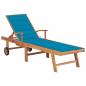 Preview: ARDEBO.de - Sonnenliege mit Auflage Blau Massivholz Teak