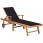 Preview: ARDEBO.de - Sonnenliege mit Auflage Schwarz Massivholz Teak