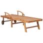 Preview: Sonnenliege mit Auflage Schwarz Massivholz Teak