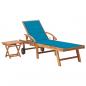 Preview: ARDEBO.de - Sonnenliege mit Tisch und Auflage Massivholz Teak
