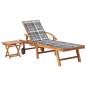 Preview: Sonnenliege mit Tisch und Auflage Massivholz Teak