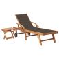 Preview: Sonnenliege mit Tisch und Auflage Massivholz Teak