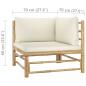 Preview: Garten-Ecksofa mit Kissen Cremeweiß Bambus