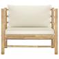 Preview: Gartensofa mit Kissen Cremeweiß Bambus