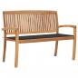 Preview: ARDEBO.de - Stapelbare Gartenbank mit Auflage 128,5 cm Massivholz Teak