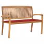Preview: ARDEBO.de - Stapelbare Gartenbank mit Auflage 128,5 cm Massivholz Teak
