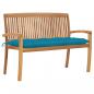 Preview: ARDEBO.de - Stapelbare Gartenbank mit Auflage 128,5 cm Massivholz Teak