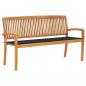 Preview: ARDEBO.de - Stapelbare Gartenbank mit Auflage 159 cm Massivholz Teak