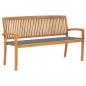 Preview: ARDEBO.de - Stapelbare Gartenbank mit Auflage 159 cm Massivholz Teak