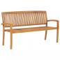 Preview: Stapelbare Gartenbank mit Auflage 159 cm Massivholz Teak