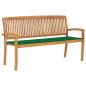 Preview: ARDEBO.de - Stapelbare Gartenbank mit Auflage 159 cm Massivholz Teak