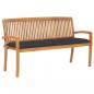 Preview: ARDEBO.de - Stapelbare Gartenbank mit Auflage 159 cm Massivholz Teak