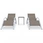 Preview: Sonnenliegen 2 Stk. mit Tisch Aluminium Taupe