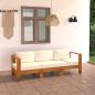 Preview: 3-Sitzer-Gartensofa mit Cremeweißen Auflagen Massivholz Akazie