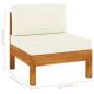 Preview: 5-tlg. Garten-Lounge-Set mit Creme Auflagen Massivholz Akazie
