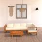 Preview: 6-tlg. Garten-Lounge-Set mit Creme Auflagen Massivholz Akazie