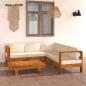 Preview: 6-tlg. Garten-Lounge-Set mit Creme Auflagen Massivholz Akazie